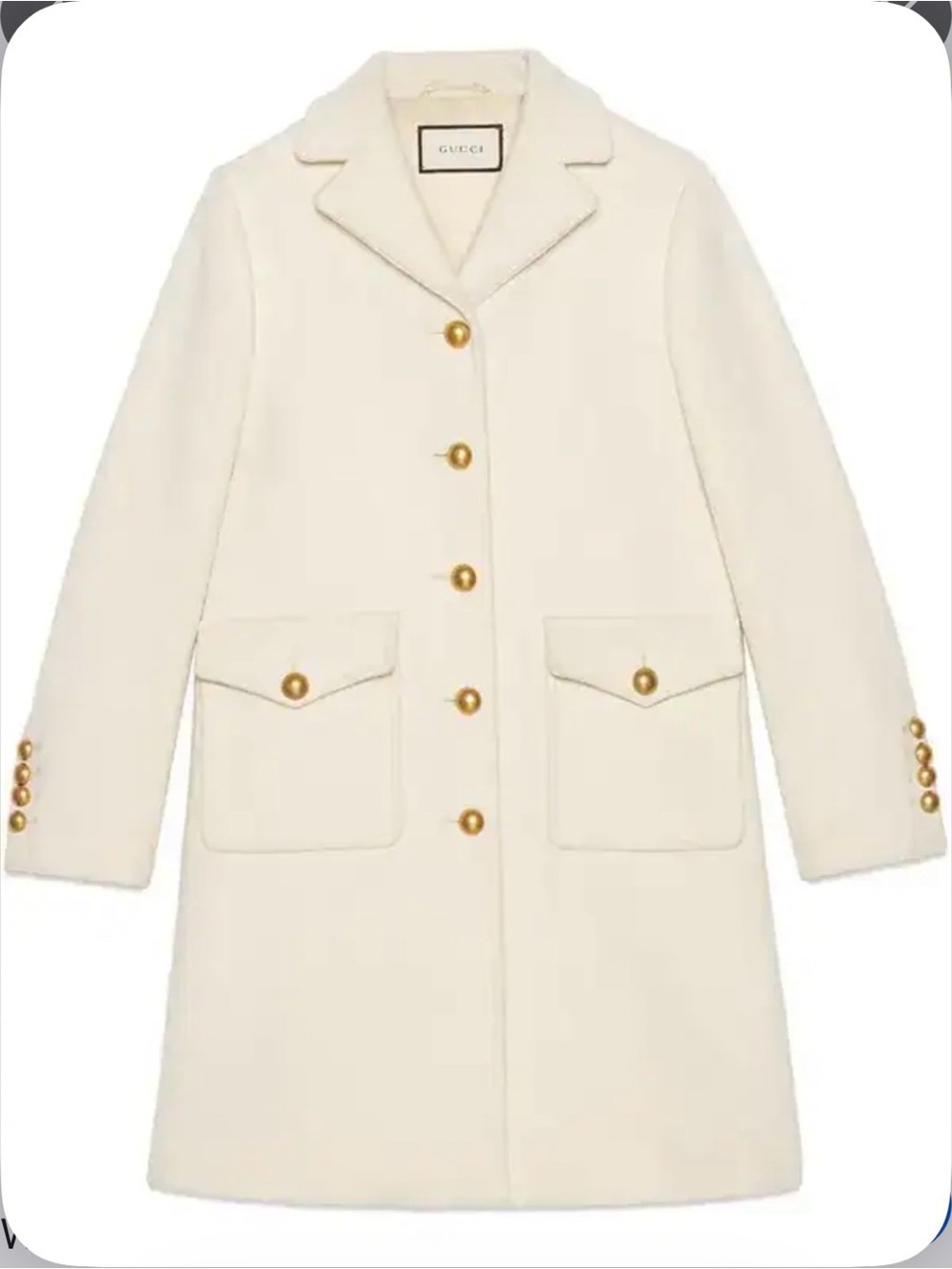 Gucci Cream Wool-Blend Coat with double G
